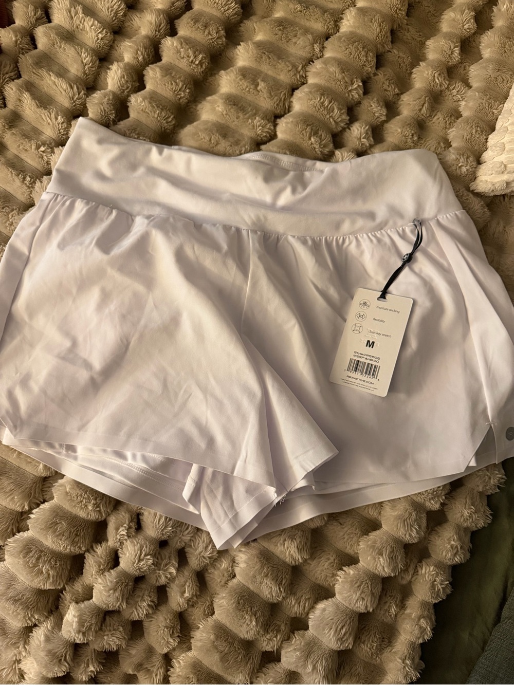 White Women's Athletic Shorts with Built-In Liner - Brand RBX